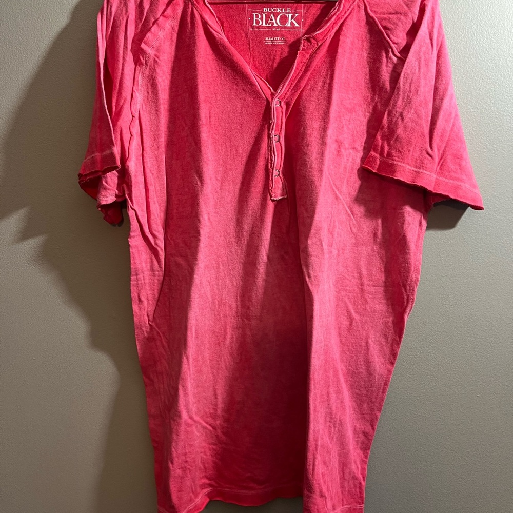 Men's Red Henley Shirt